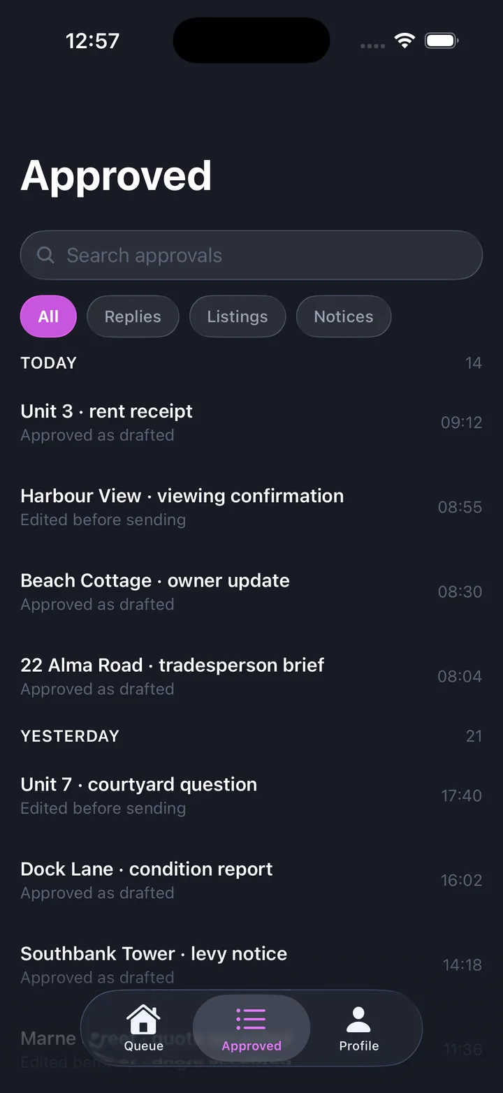 AI drafts & approvals — Approved