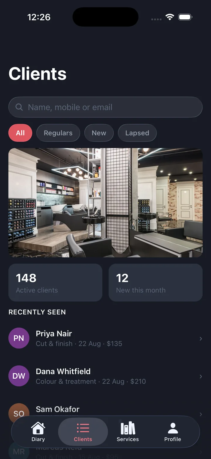 Bookings & appointments — Clients