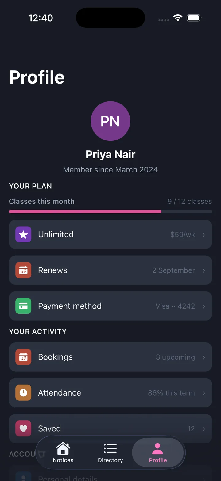 Community & updates — Profile