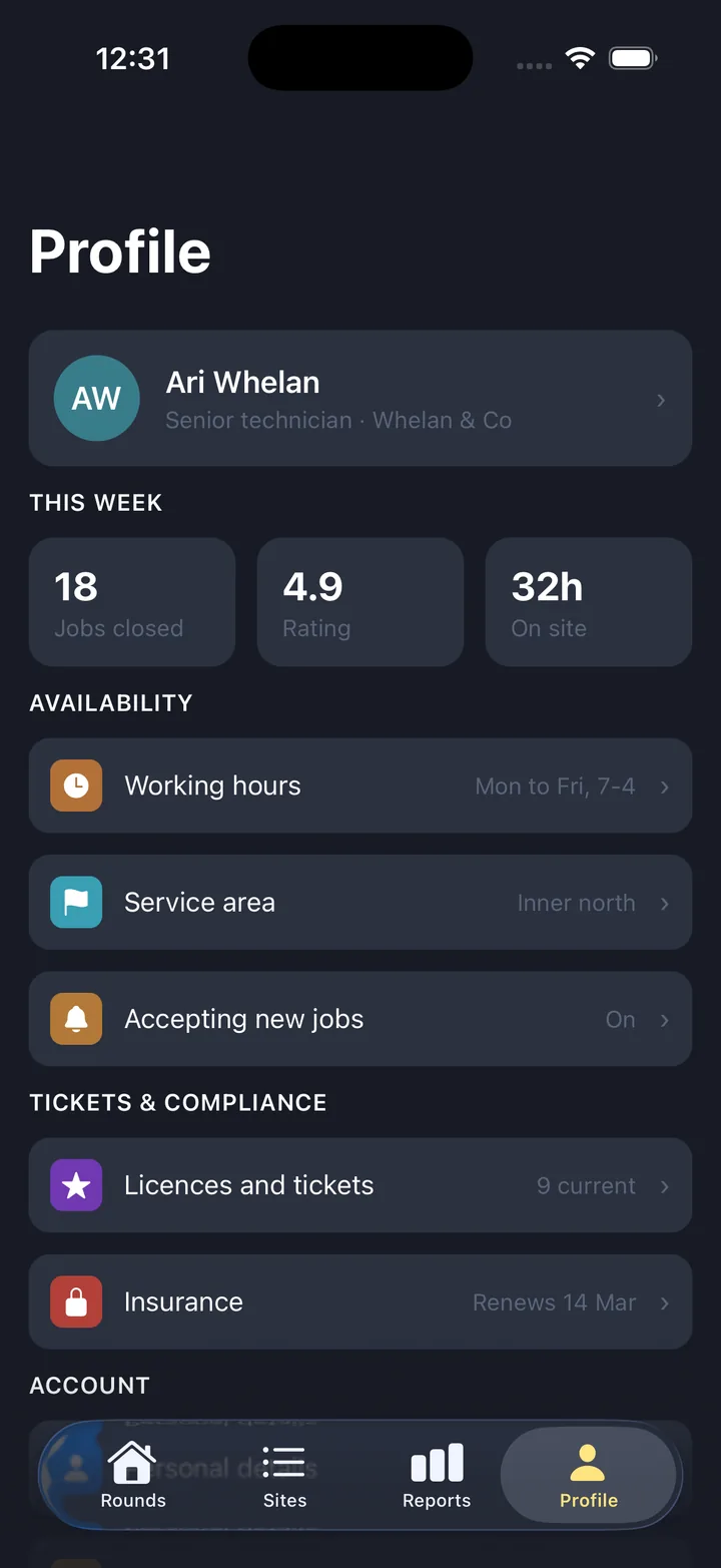 Inspections & checklists — Profile