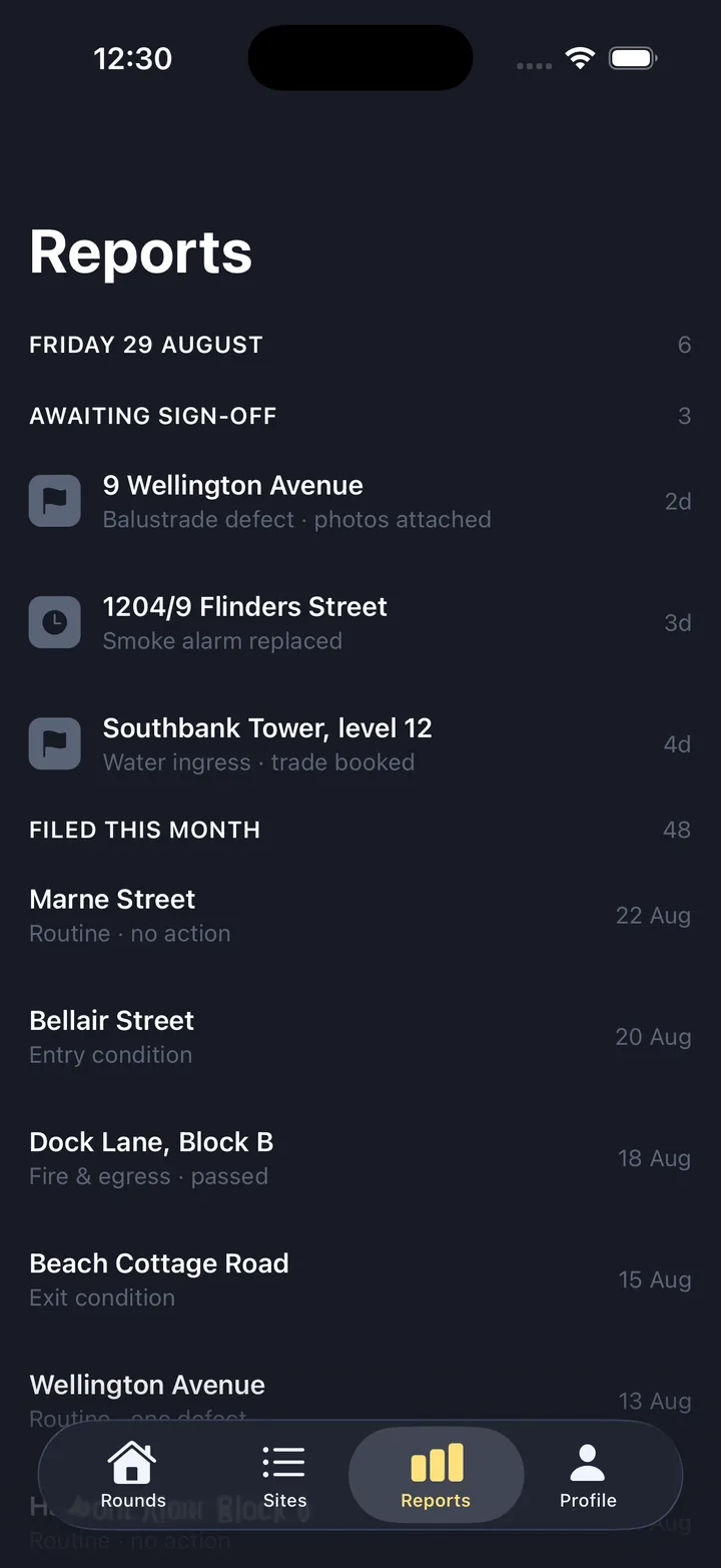 Inspections & checklists — Reports