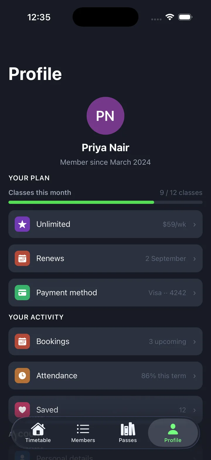 Members & classes — Profile