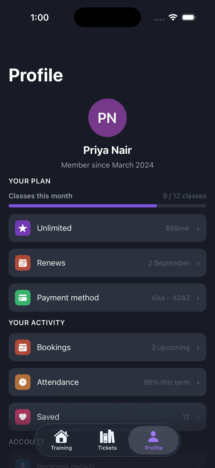 Training & compliance — Profile